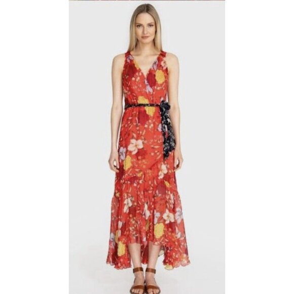 Johnny Was Jade Nidra Silk Wrap Dress Women’s Size Medium Floral (no Belt) Fairy - Picture 1 of 15